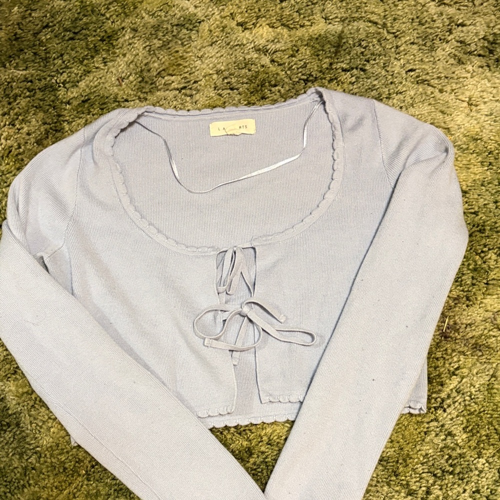 Light blue front tie cardigan